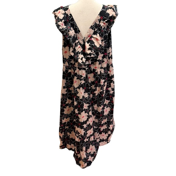 Who What Wear Womens 3X Floral Ruffle Tiered Maxi Dress Black Pink V Neck - Picture 8 of 14